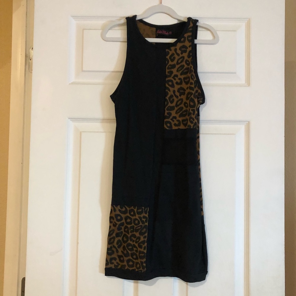 Motel Rocks Leopard Check and Mesh Bodycon Dress XS